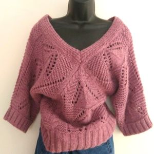 Berretti chunky open hole knit blush pink pullover